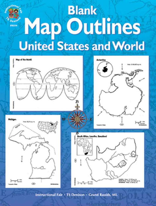 Blank Map Outlines, United States and World, Grades 3 - 6