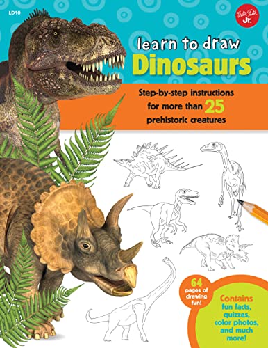 Learn to Draw Dinosaurs: Step-by-step instructions for more than 25 prehistoric creatures-64 pages of drawing fun! Contains fun facts, quizzes, color photos, and much more! - 7532